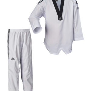 Adidas TKD dobok Fighter eco with stripes, black collar