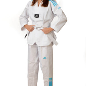 Adidas TKD dobok adi club white collar / blue stripes