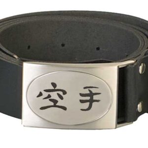 Ремень из натуральной кожи с гравировкой кандзи каратэ