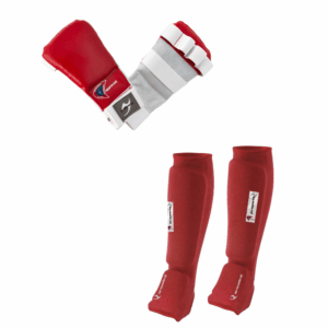 Защитный комплект для дзю-дзюцу, красный, защита рук и ног.